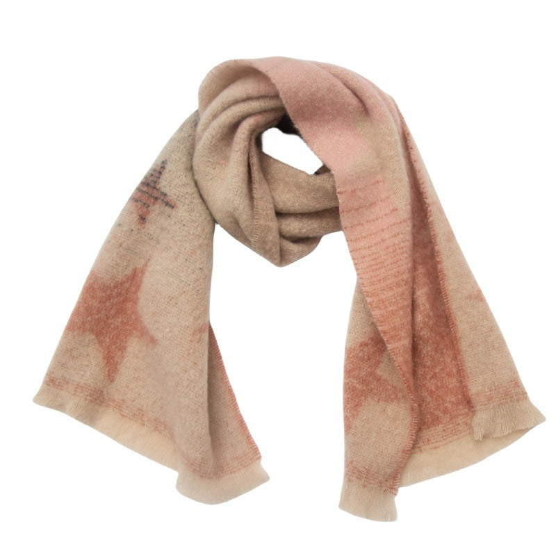 Ombre Star Motif Brushed Scarf - NO-8
