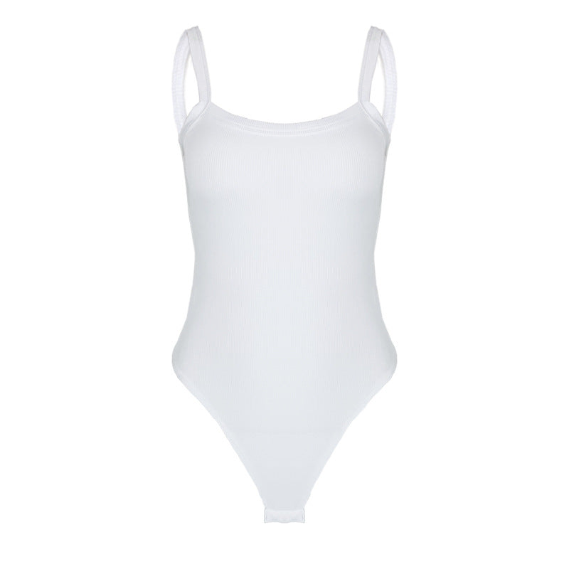 Seamless Square Neck Tank Bodysuit - White - 1