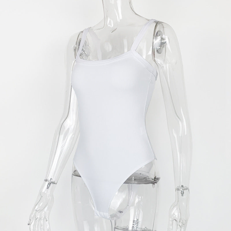 Seamless Square Neck Tank Bodysuit - White - 2