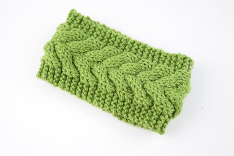 Twist Cable Knit Wide Headband - 08Green