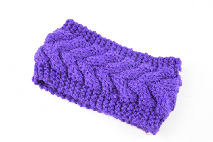 Twist Cable Knit Wide Headband - 14Violet