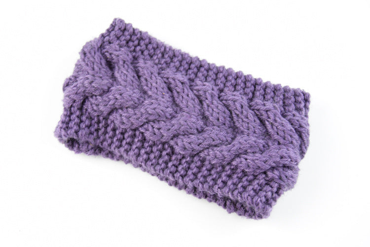 Twist Cable Knit Wide Headband - 15Purple