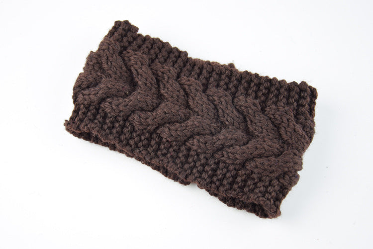 Twist Cable Knit Wide Headband - 19Coffee