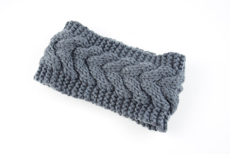 Twist Cable Knit Wide Headband - 21charcoal