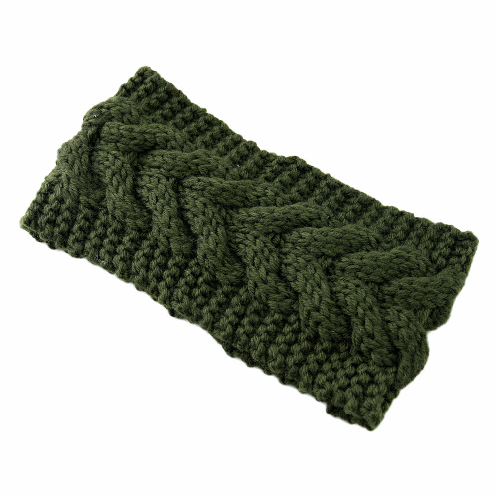 Twist Cable Knit Wide Headband - 26darkgreen