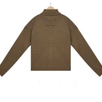 Utility Pocket Stand Collar Knit Cardigan - Khaki - 4