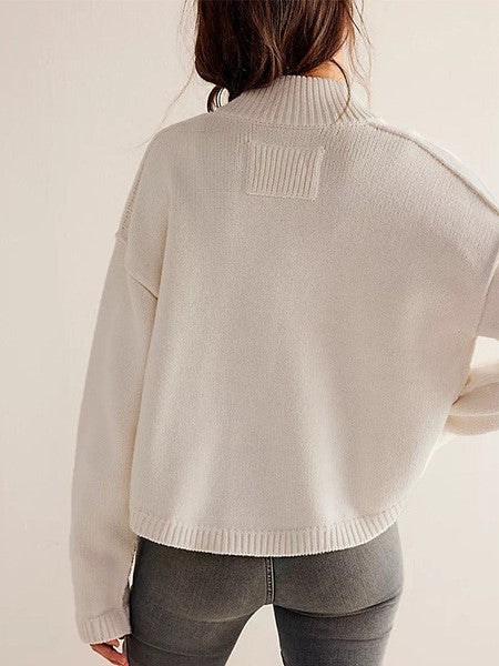 Utility Pocket Stand Collar Knit Cardigan