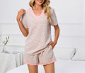 Ditsy Print Short Sleeve Pajama Set - Pink