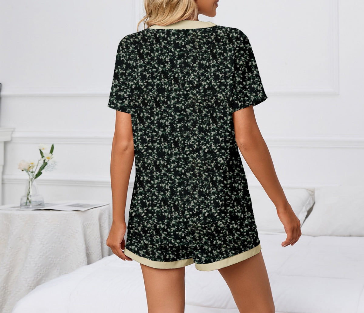 Ditsy Print Short Sleeve Pajama Set - view 6