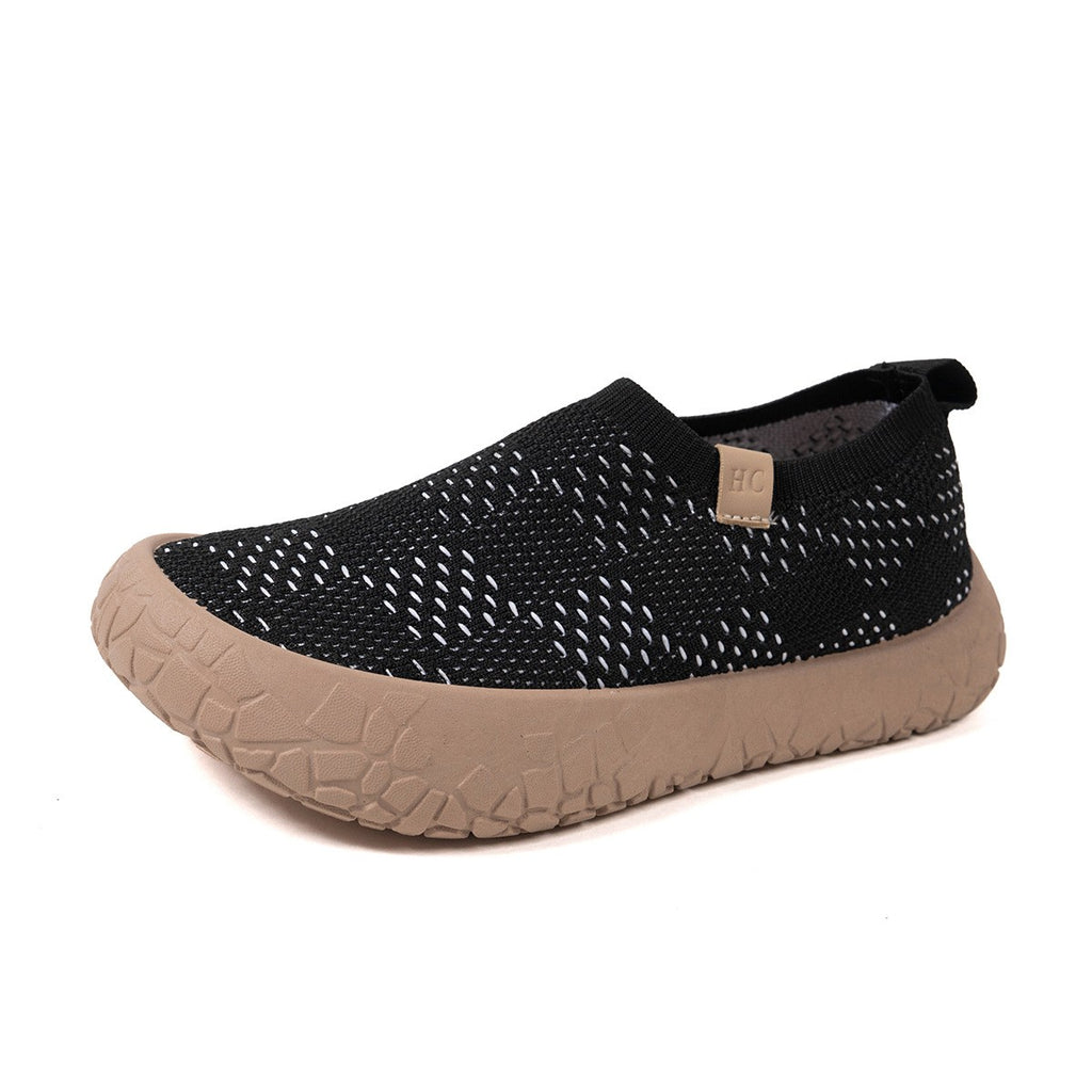 Checkered Breathable Knit Slip-On Platform Sneakers