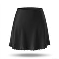 Satin Scalloped Lace Hem Mini Skirt - Black