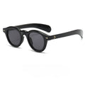 Round Retro Sunglasses With Rivet Detail - Color_01