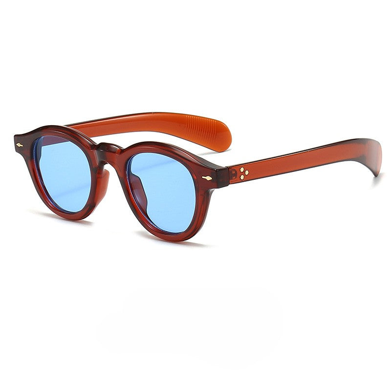 Round Retro Sunglasses With Rivet Detail - Color_03