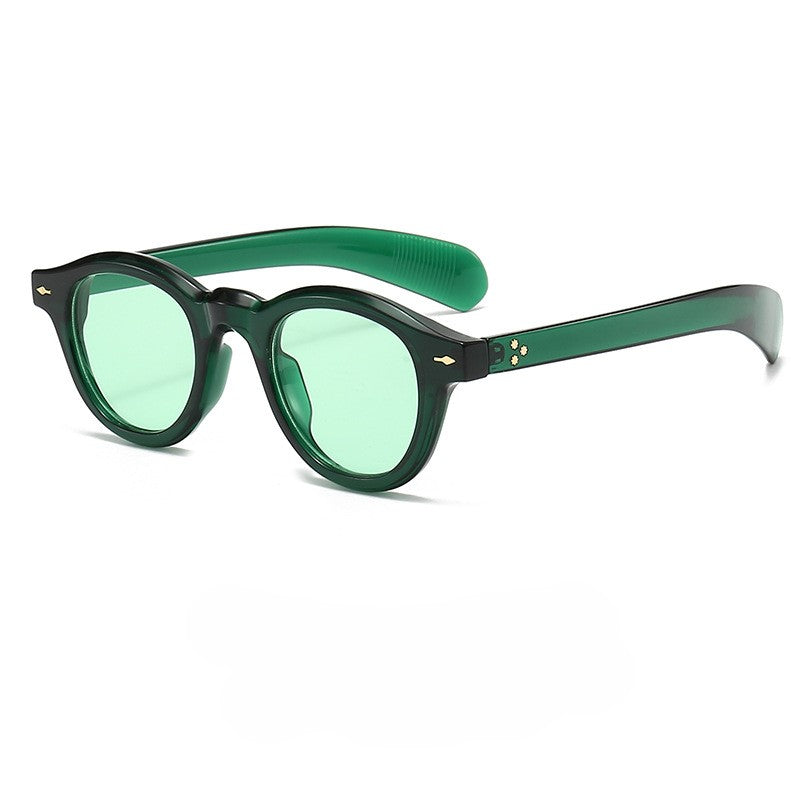 Round Retro Sunglasses With Rivet Detail - Color_06