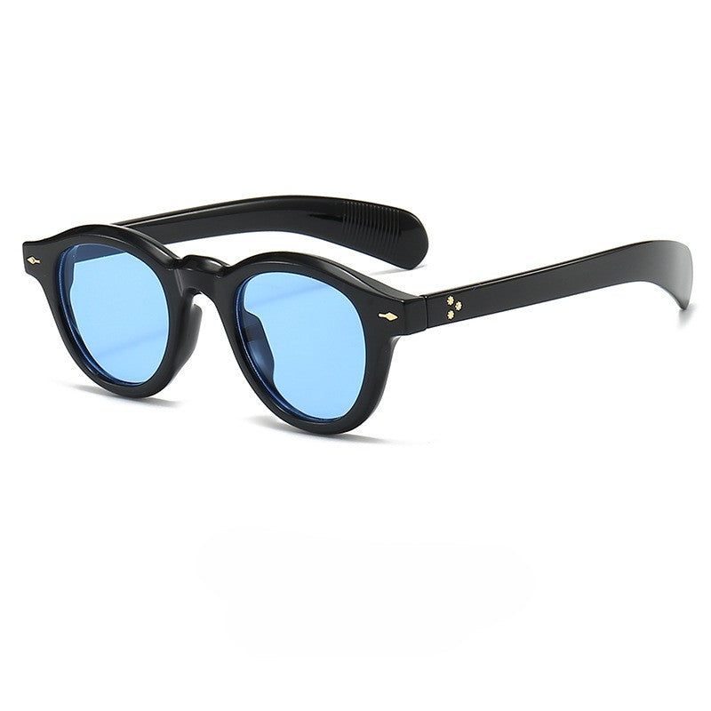 Round Retro Sunglasses With Rivet Detail - Color_08