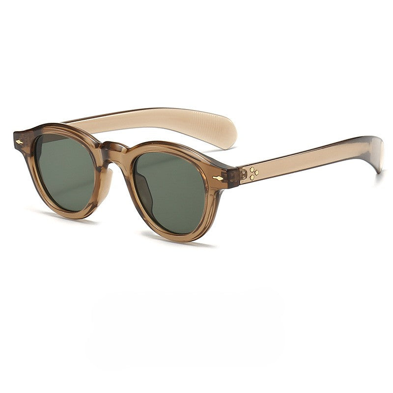 Round Retro Sunglasses With Rivet Detail - Color_09