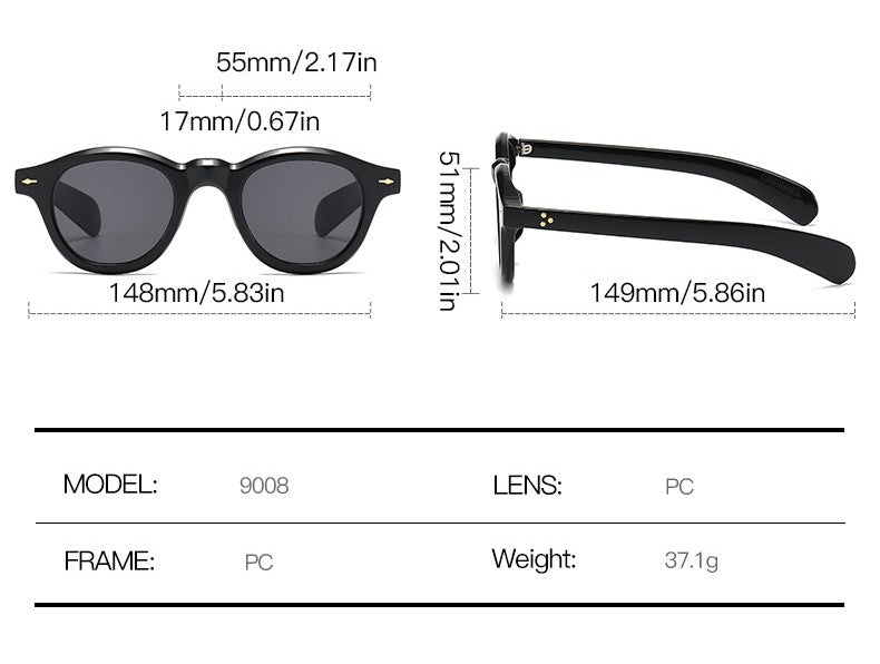 Round Retro Sunglasses With Rivet Detail