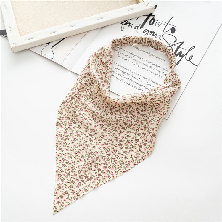 Small Floral Kerchief Elastic Headband - Off_White