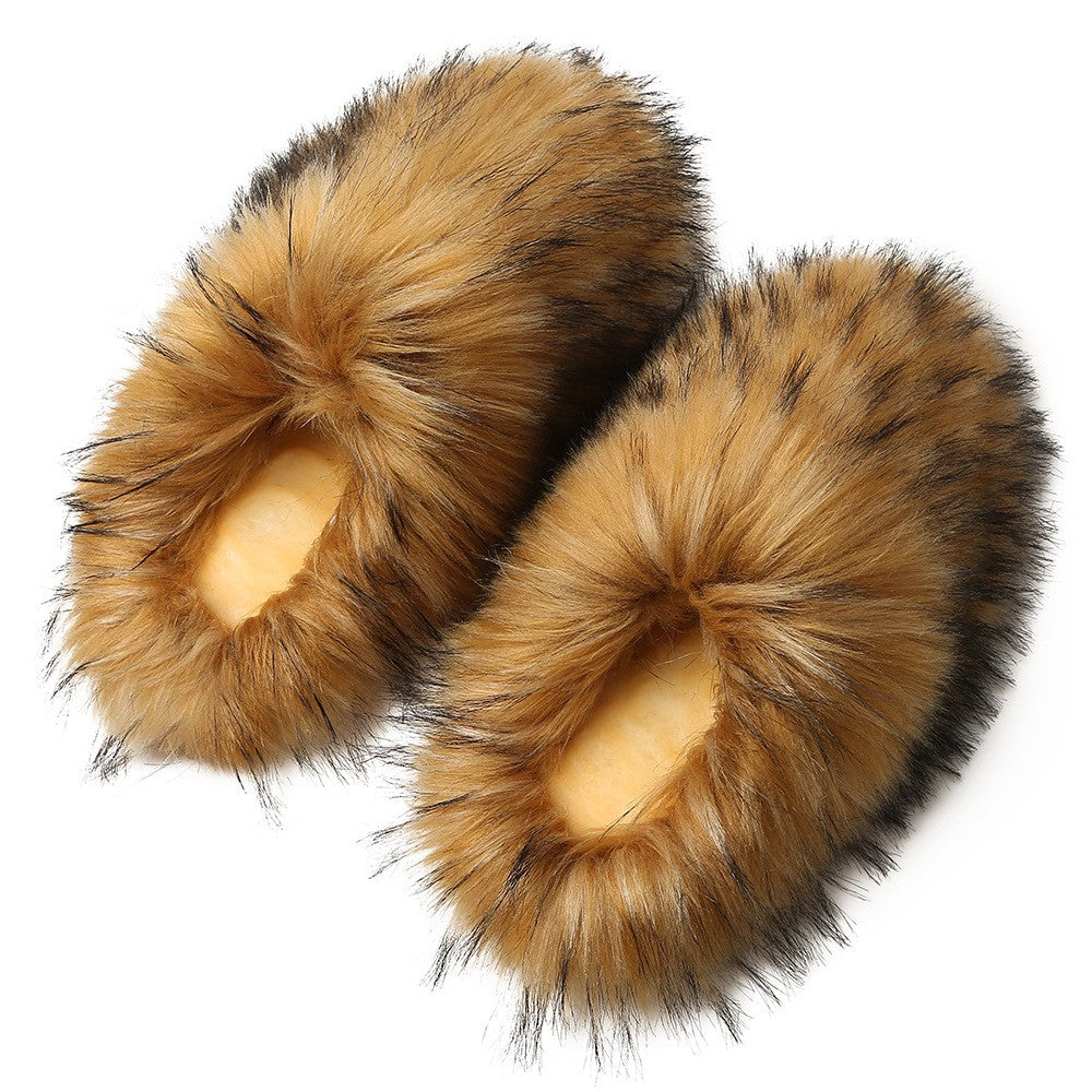 Oversized Faux Fur Closed Toe Slippers