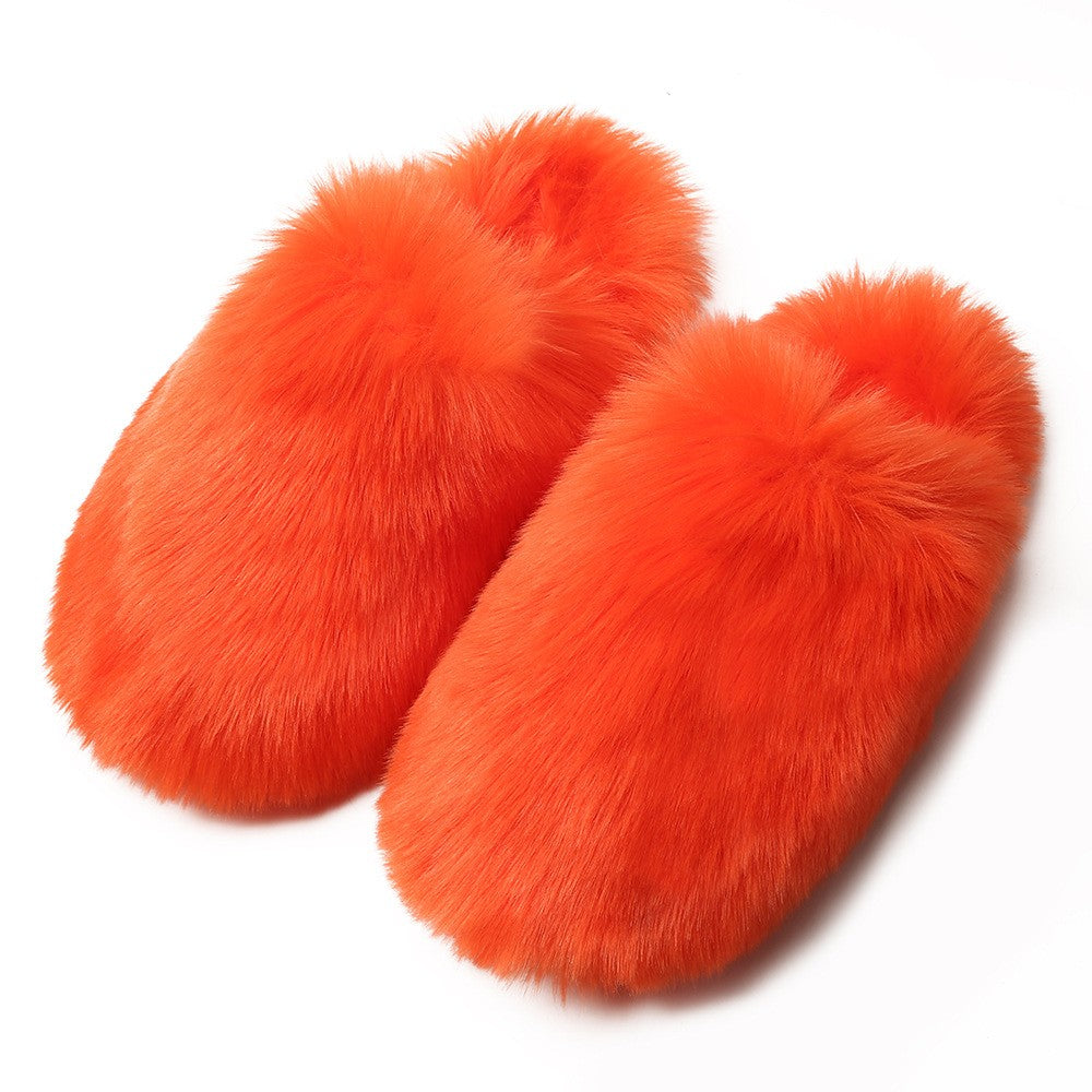 Oversized Faux Fur Closed Toe Slippers