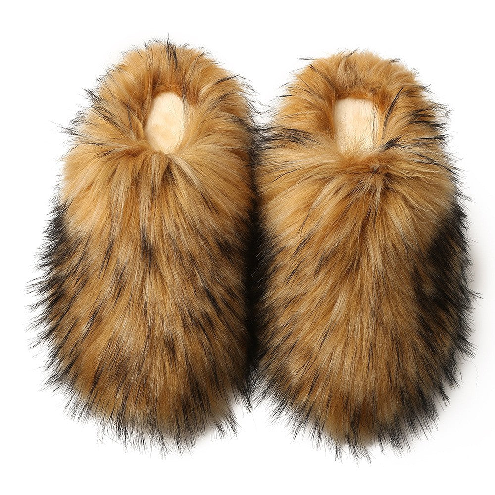 Oversized Faux Fur Closed Toe Slippers