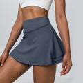 Tiered Flounce Tennis Skirt With Pockets - Gray