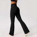Brushed Scrunch Butt High Waist Flare Yoga Leggings - Black
