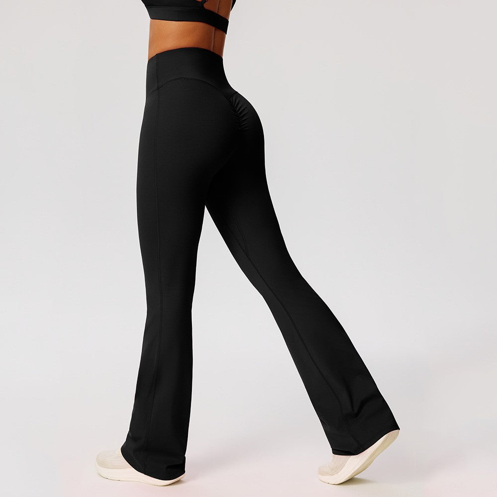 Brushed Scrunch Butt High Waist Flare Yoga Leggings - Black