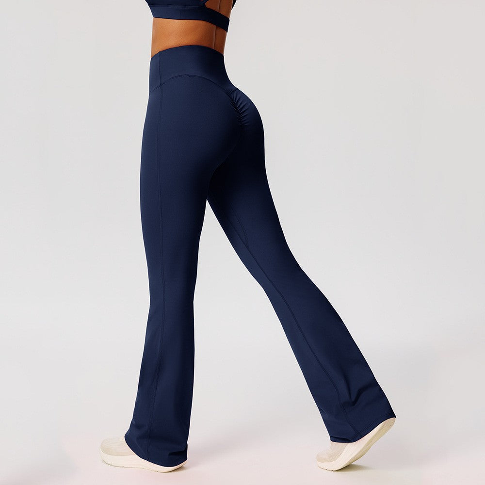 Brushed Scrunch Butt High Waist Flare Yoga Leggings - Midnight Navy