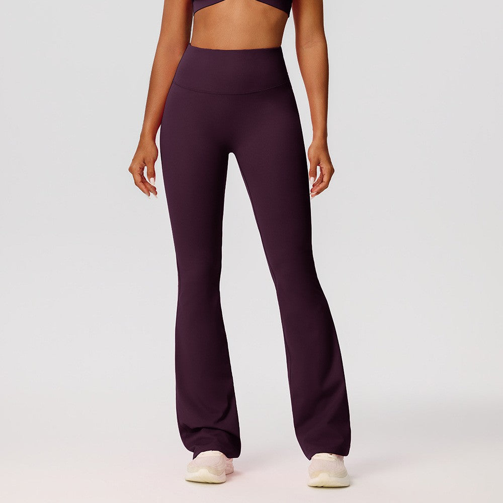 Brushed Scrunch Butt High Waist Flare Yoga Leggings - Plum