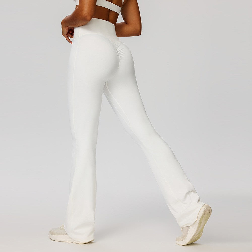 Brushed Scrunch Butt High Waist Flare Yoga Leggings - White