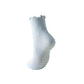 Polka Dot Cotton Ruffle Cuff Non-Slip Grip Socks - Blue