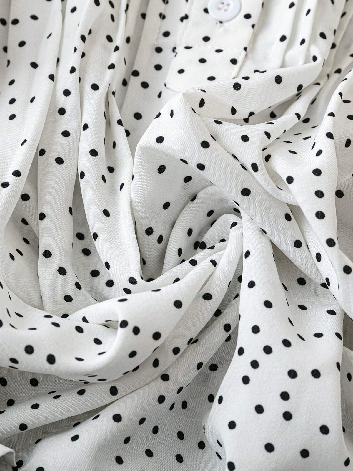 Polka Dot Flutter Sleeve V Neck Top - White - 2