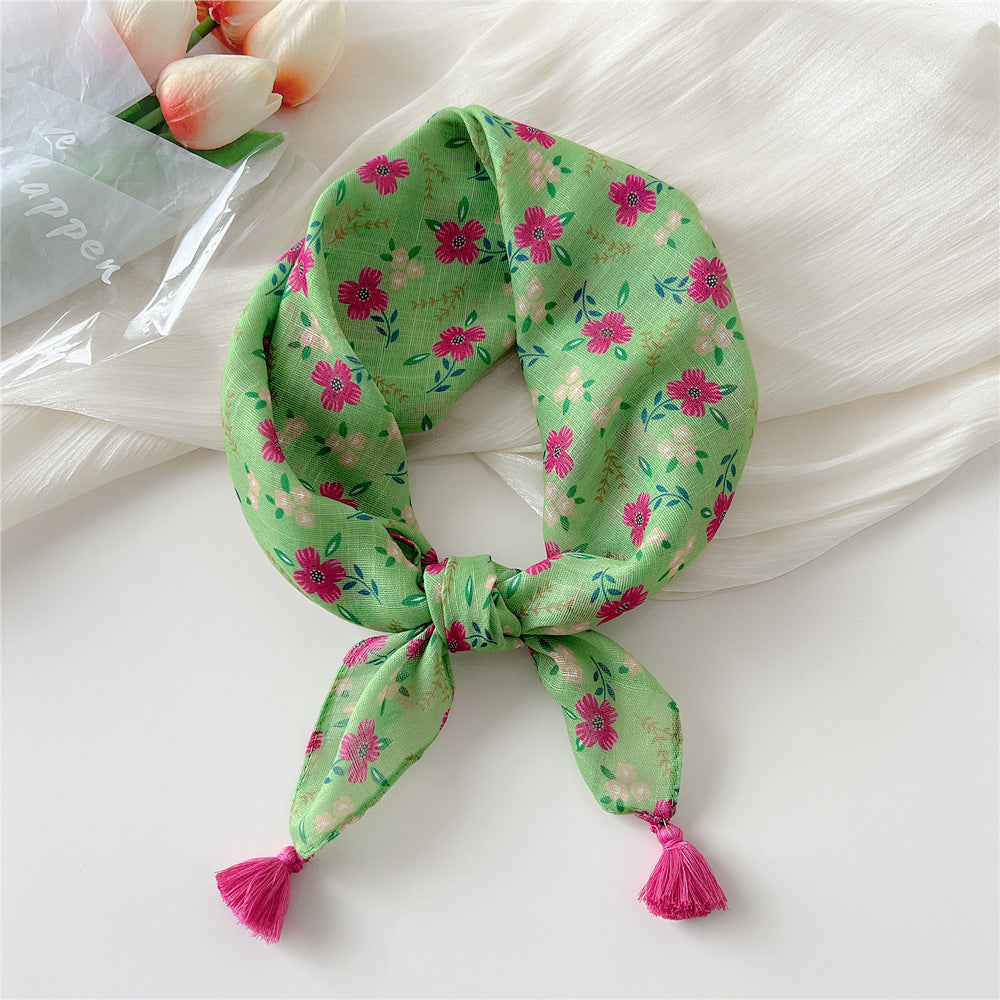 Square Scarf With Tassel Corners and Fruit Print - Color_04