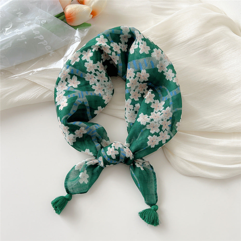 Square Scarf With Tassel Corners and Fruit Print - Color_08