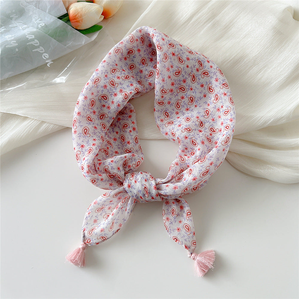 Square Scarf With Tassel Corners and Fruit Print - Color_15