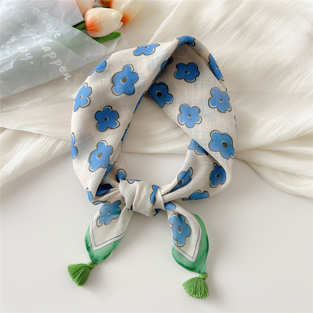 Square Scarf With Tassel Corners and Fruit Print - Color_19
