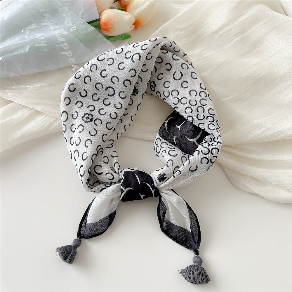 Square Scarf With Tassel Corners and Fruit Print - Color_20