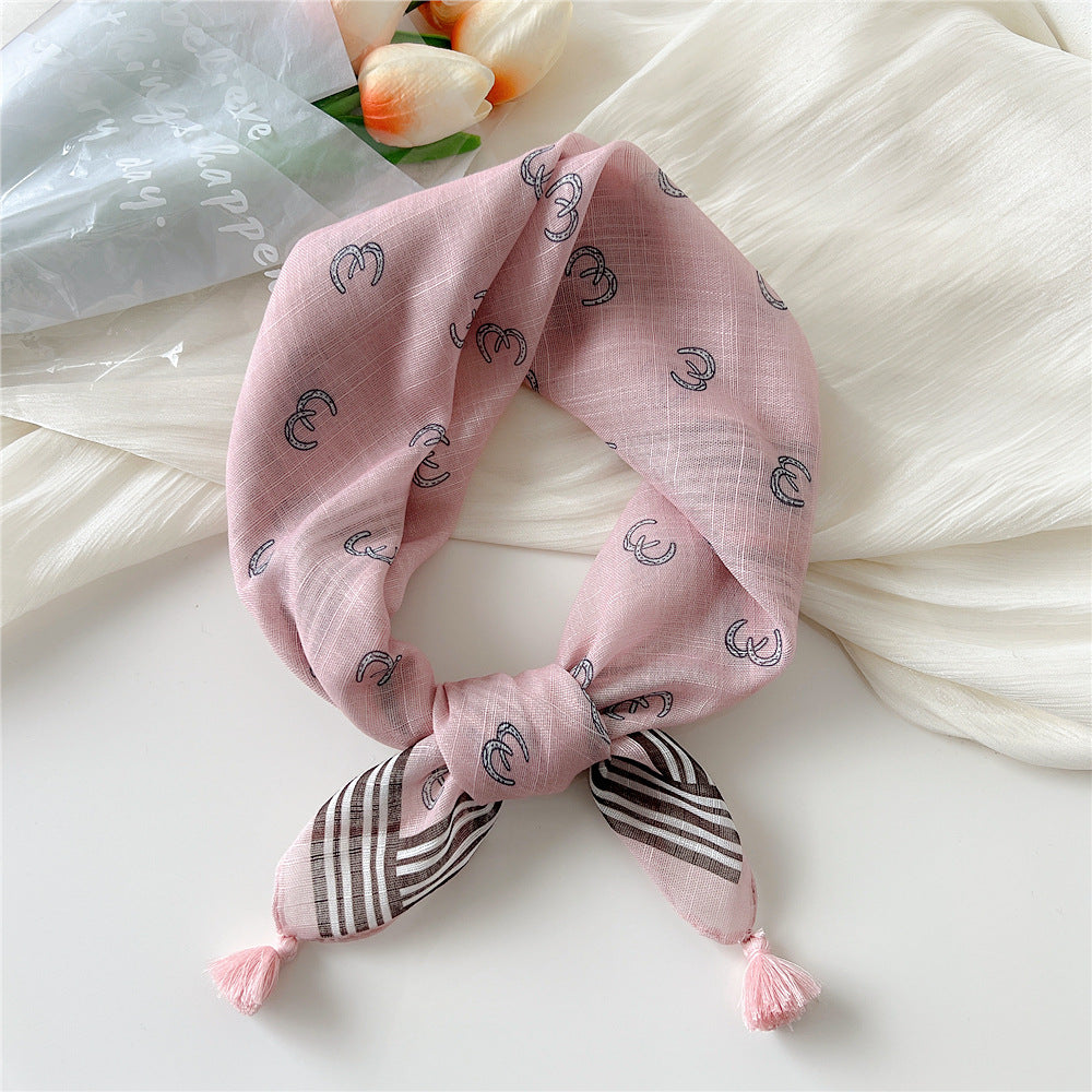 Square Scarf With Tassel Corners and Fruit Print - Color_21