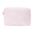 Seersucker Stripe Zip Cosmetic Pouch - Light-Pink