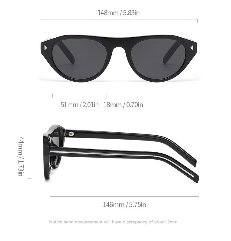 Flat Brow Round Sunglasses Triangle Studs