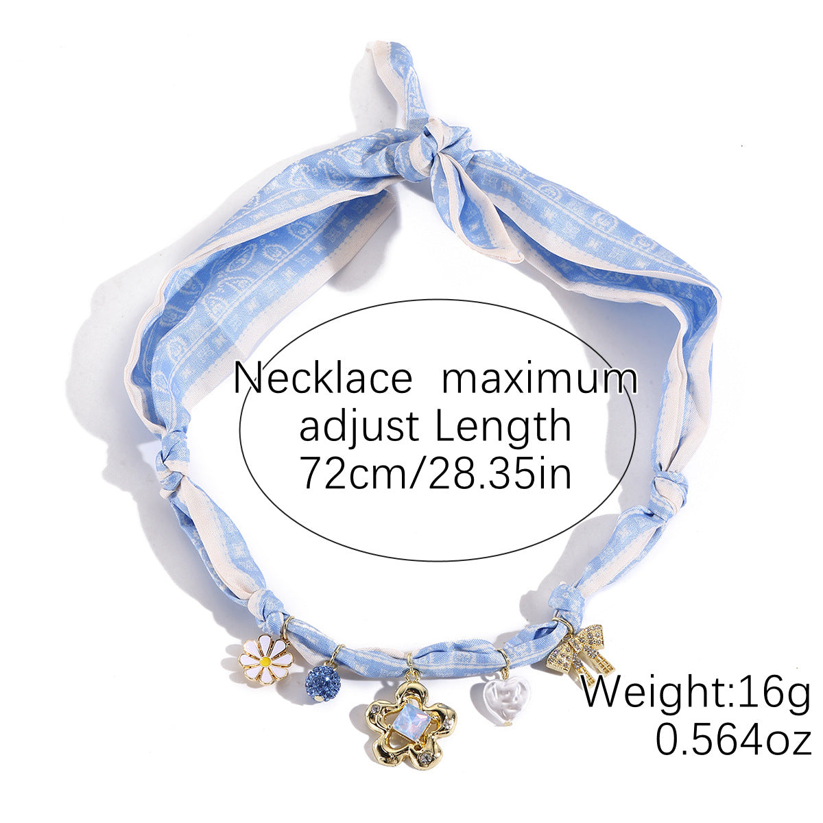 Ribbon Wrapped Charm Choker Necklace - Color_01