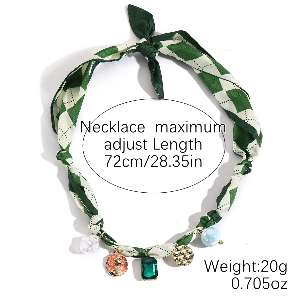 Ribbon Wrapped Charm Choker Necklace - Color_07