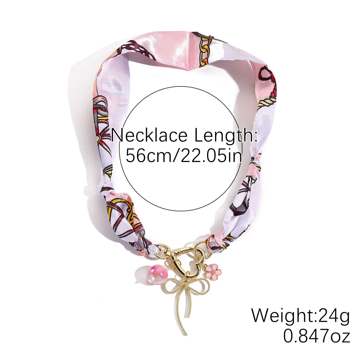 Ribbon Wrapped Charm Choker Necklace - Color_14