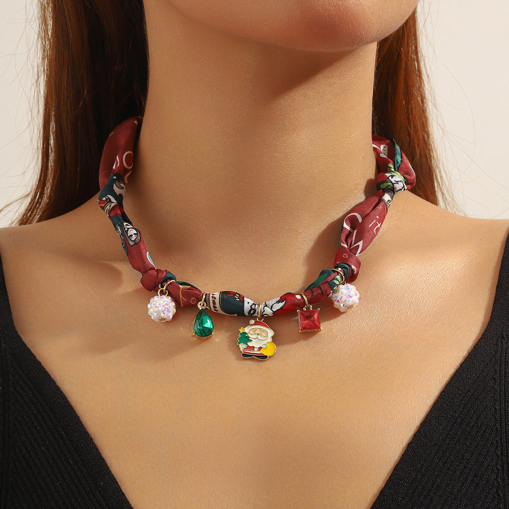 Ribbon Wrapped Charm Choker Necklace - view 1