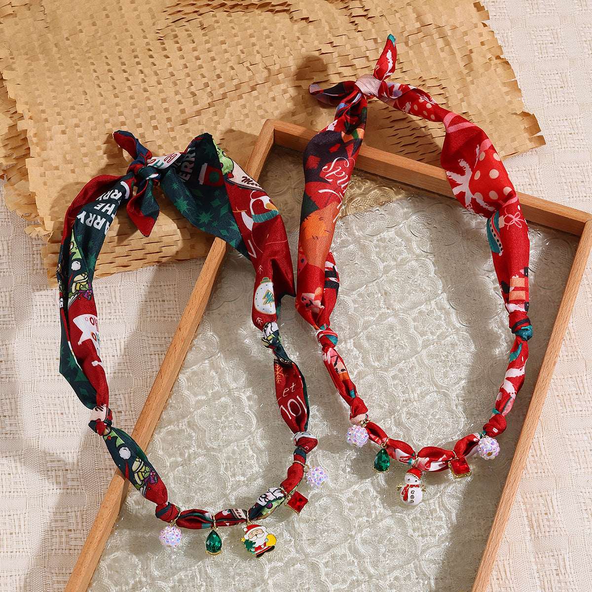 Ribbon Wrapped Charm Choker Necklace - view 3