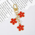 Enamel Daisy Cluster Keychain Charm - Red