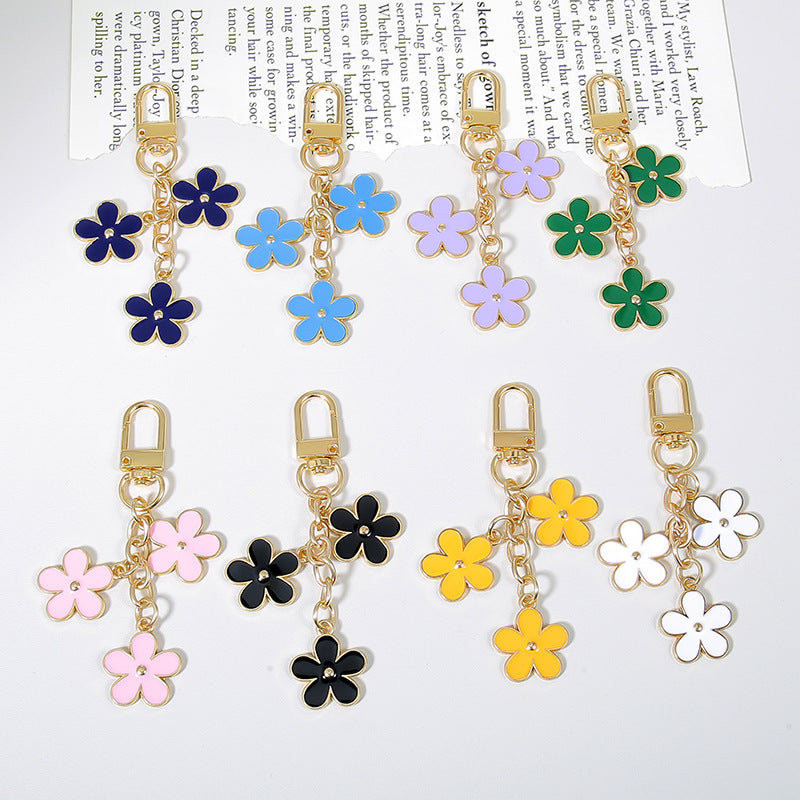 Enamel Daisy Cluster Keychain Charm