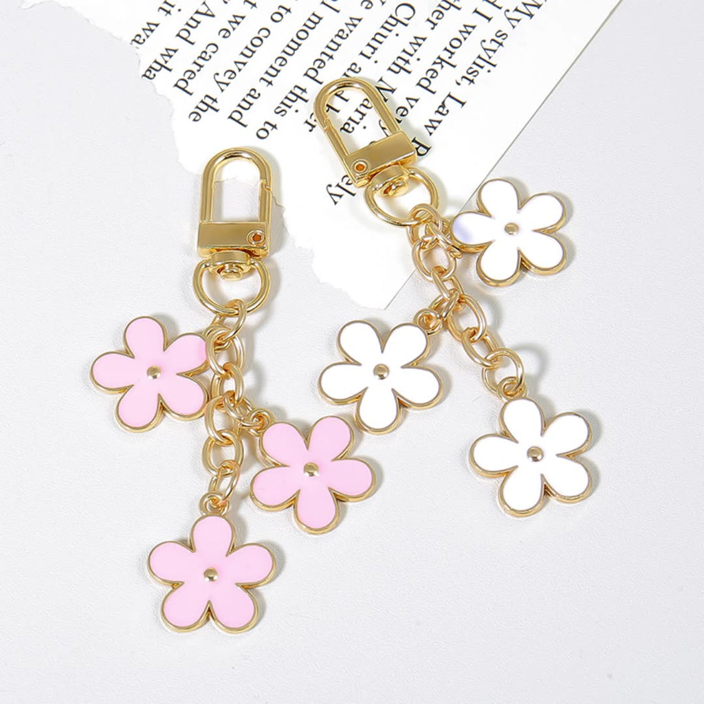 Enamel Daisy Cluster Keychain Charm - view 2