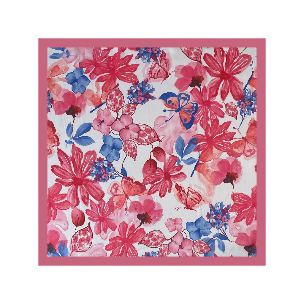 Watercolor Floral Butterfly Silky Square Bandana